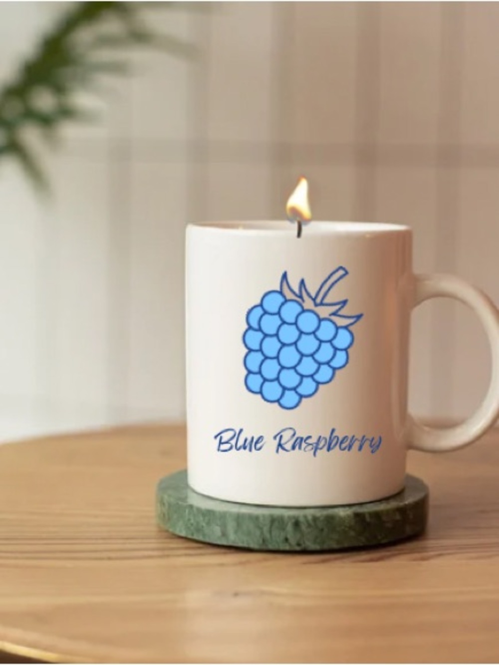 Blue Raspberry Scented Candle Mug - White Ceramic